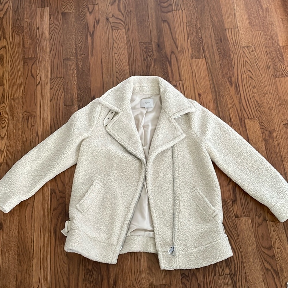 Ann Taylor Loft Sherpa moto jacket